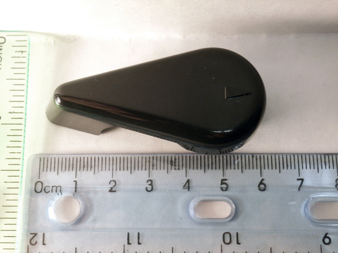 Master Spa - X804190 - 1 inch Black Diverter Handle 2003-2004 (for 1 inch Inside Diameter Plumbing) - Top View with ruler