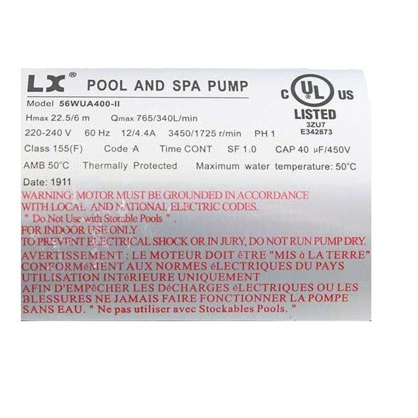X320558 - Spa Pump - 12 Amp 2spd 230V 56 Frame Executive Waterway Pump