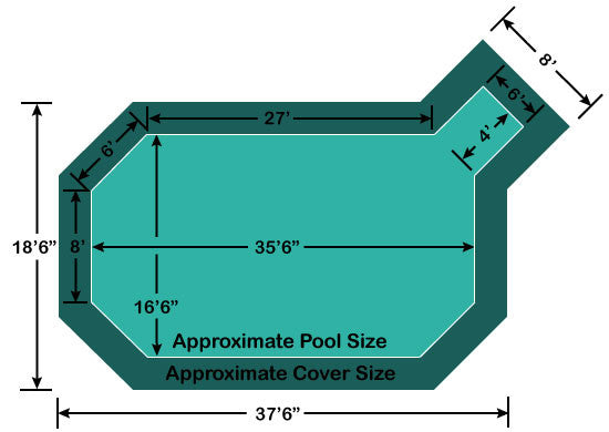 16' 6" x 35' 6" Grecian with 4' x 6' Right Step Loop-Loc II Super Dense Mesh In-Ground Pool Safety Cover