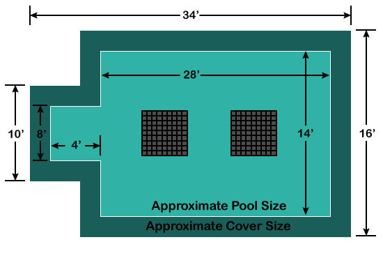 14' x 28' Rectangle with 4' x 8' Center End Step Ultra-Loc III Solid - Drain Panels In-Ground Pool Safety Cover