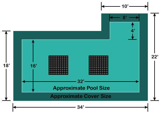 16' x 32' Rectangle with 4' x 8' Right Flush Step Ultra-Loc III Solid with Drains In-Ground Pool Safety Cover