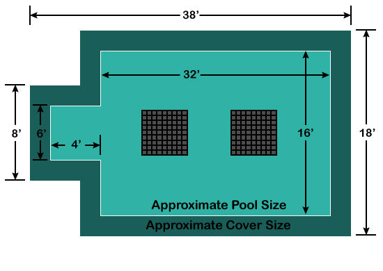16' x 32' Rectangle with 4' x 6' Center End Step Ultra-Loc III Solid - Drain Panels In-Ground Pool Safety Cover