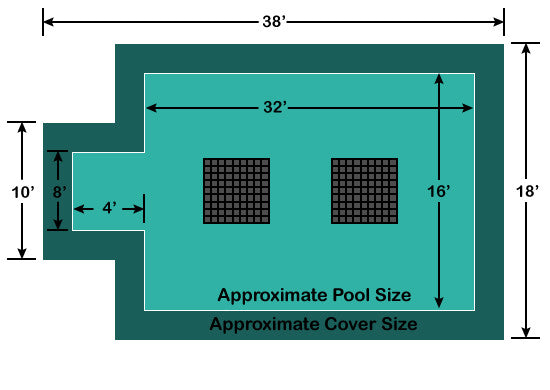 16' x 32' Rectangle with 4' x 8' Center End Step Ultra-Loc III Solid - Drain Panels In-Ground Pool Safety Cover