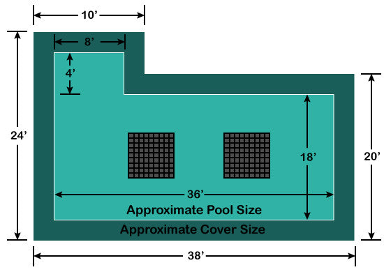 18' x 36' Rectangle with 4' x 8' Left Flush Step Ultra-Loc III Solid with Drains In-Ground Pool Safety Cover