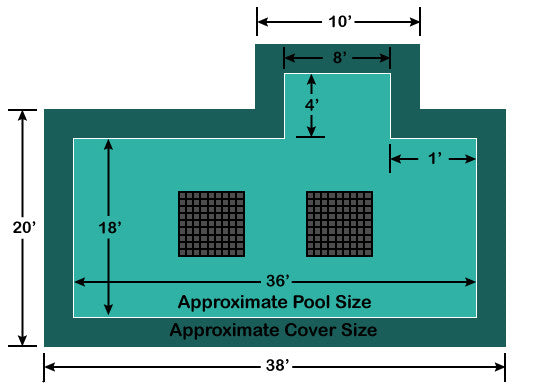 18' x 36' Rectangle with 4' x 8' Right 1' Offset Step Ultra-Loc III Solid with Drains In-Ground Pool Safety Cover