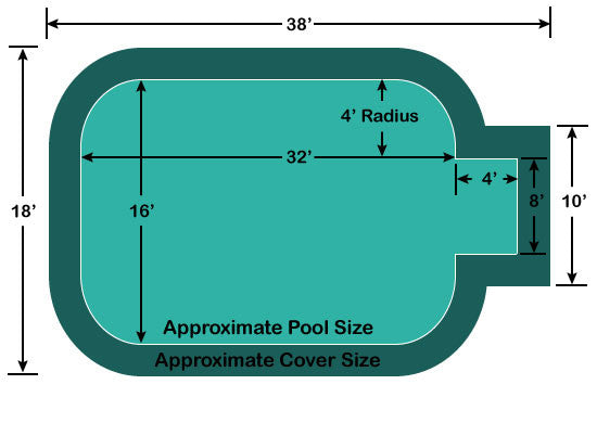 16' x 32' Rectangle - Radius Corners with 4' x 8' Center End Step Loop Loc II Mesh In-Ground Pool Safety Cover
