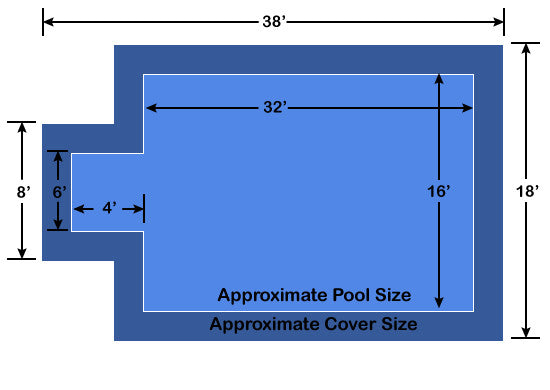 16' x 32' Rectangle with 4' x 6' Center End Step Ultra-Loc III Solid Blue In-Ground Pool Safety Cover