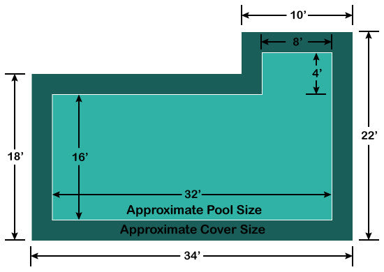 16' x 32' Rectangle with 4' x 8' Right Flush Step Ultra-Loc III Solid In-Ground Pool Safety Cover