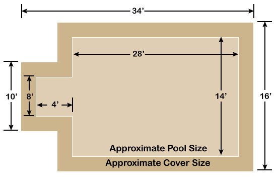 14' x 28' Rectangle with 4' x 8' Center End Step Ultra-Loc III Solid Tan In-Ground Pool Safety Cover