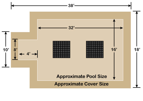 16' x 32' Rectangle with 4' x 8' Center End Step Ultra-Loc III Solid Tan- Drain Panels In-Ground Pool Safety Cover