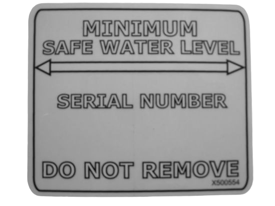 Master Spa - Minimum Water Level Sticker