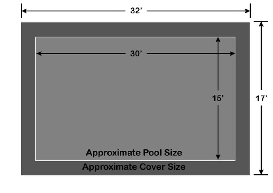 15' x 30' Rectangle Ultra-Loc III Solid Gray In-Ground Pool Safety Cover