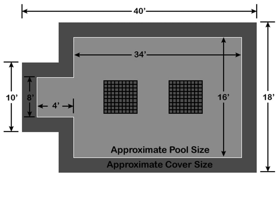 16' x 34' with 4' x 8' Center End Steps - Ultra-Loc III Solid Gray with Drain Panels In-Ground Pool Safety Cover