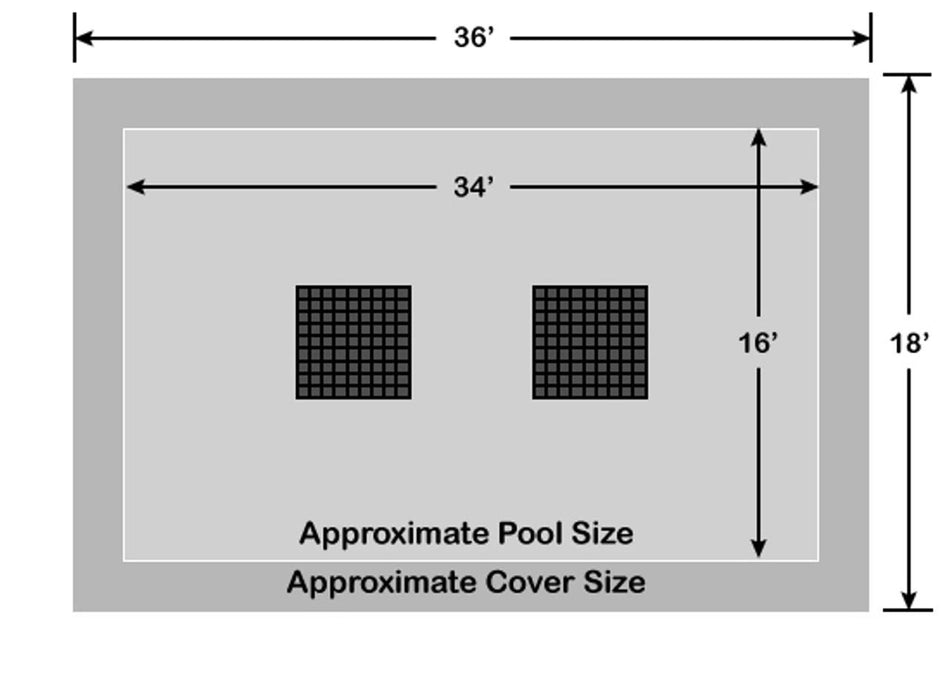 16' x 34' Rectangle Ultra-Loc III Solid Gray with Drain Panels In-Ground Pool Safety Cover