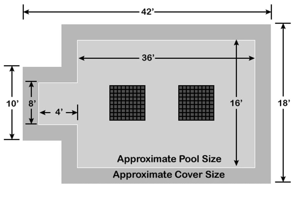 16' x 36' with 4' x 8' Center end Steps - Ultra-Loc III Solid Gray with Drain Panels In-Ground Pool Safety Cover