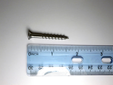 Master Spa - X716502 - #8 x 1-5/8 inch Ph SS Deck Screw - Side View with ruler