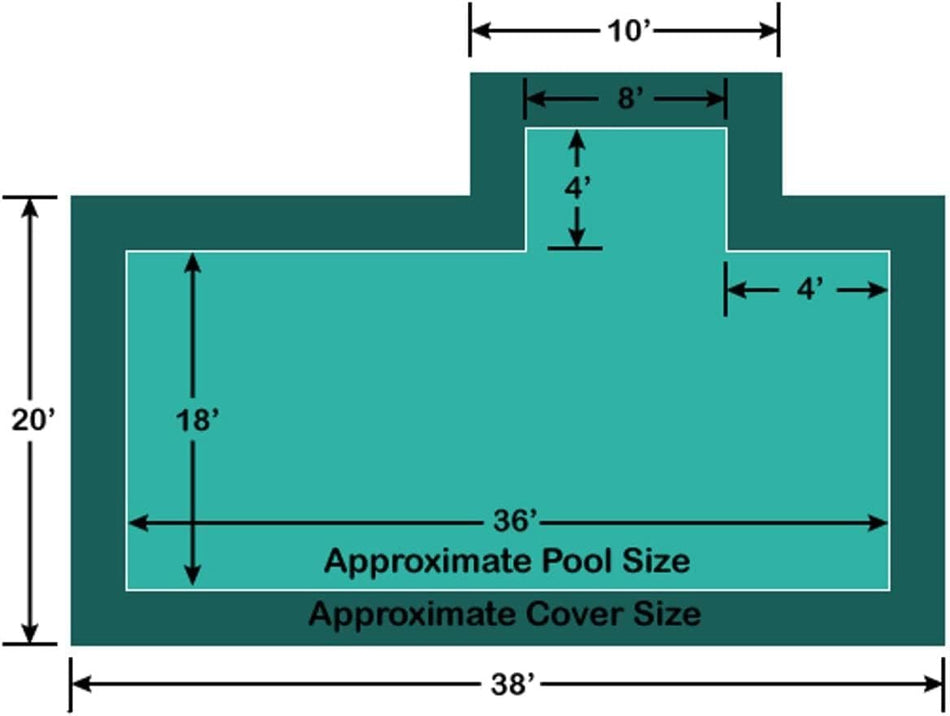 18' x 36' Rectangle with 4' x 8' Right 4' Offset Step Loop-Loc II Super Dense Mesh In-Ground Pool Safety Cover