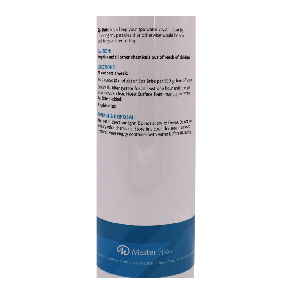 Master Clear Spa Brite 16 fl. oz. Back
