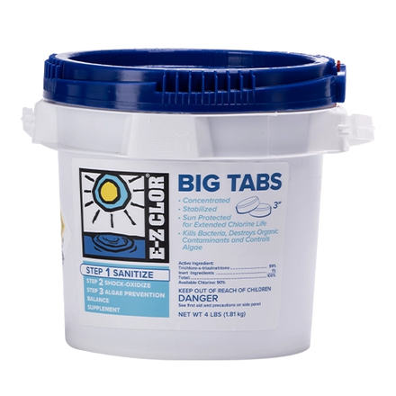 EZ-CLOR - 3" CHLORINE TABS - 4LB DRUM