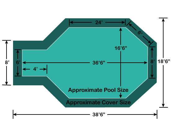 16' 6" x 32' 6" Grecian with 4' x 6' Center End Step Loop-Loc II Super Dense Mesh In-Ground Pool Safety Cover