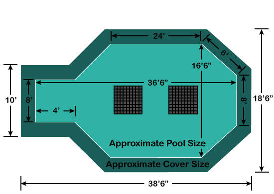 16' 6" x 32' 6" with 4' x 8' Center End Step Ultra-Loc III Solid - Drains In-Ground Pool Safety Cover
