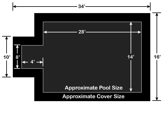 14' x 28' Rectangle with 4' x 8' Center End Step Loop-Loc II Black Super Dense Mesh In-Ground Pool Safety Cover
