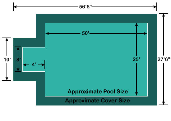25' x 50' Rectangle with 4' x 8' Center End Step Loop-Loc II Super Dense Mesh In-Ground Pool Safety Cover