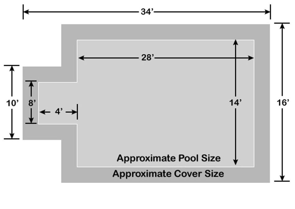 14' x 28' with 4' x 8' Center End Steps - Ultra-Loc III Solid Gray In-Ground Pool Safety Cover