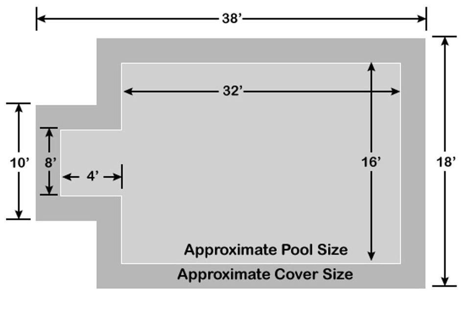 16' x 32' with 4' x 8' Center End Steps - Ultra-Loc III Solid Gray In-Ground Pool Safety Cover
