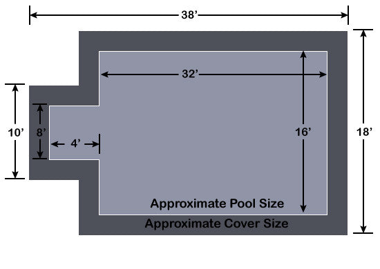 16' x 32' Rectangle with 4' x 8' Center End Step Loop-Loc II Gray Super Dense Mesh In-Ground Pool Safety Cover