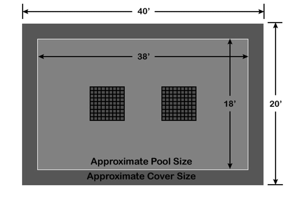18' x 38' Rectangle Ultra-Loc III Solid Gray with Drain Panels In-Ground Pool Safety Cover