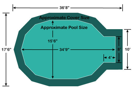 15' 6" x 30' 9" Jewel with 4' x 8' Center End Step Loop-Loc II Super Dense Mesh In-Ground Pool Safety Cover