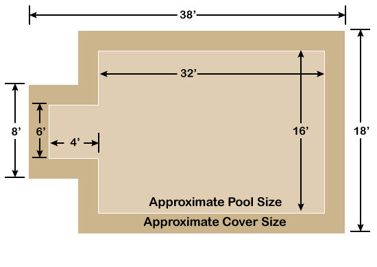 16' x 32' Rectangle with 4' x 6' Center End Step Loop-Loc II Tan Super Dense Mesh In-Ground Pool Safety Cover